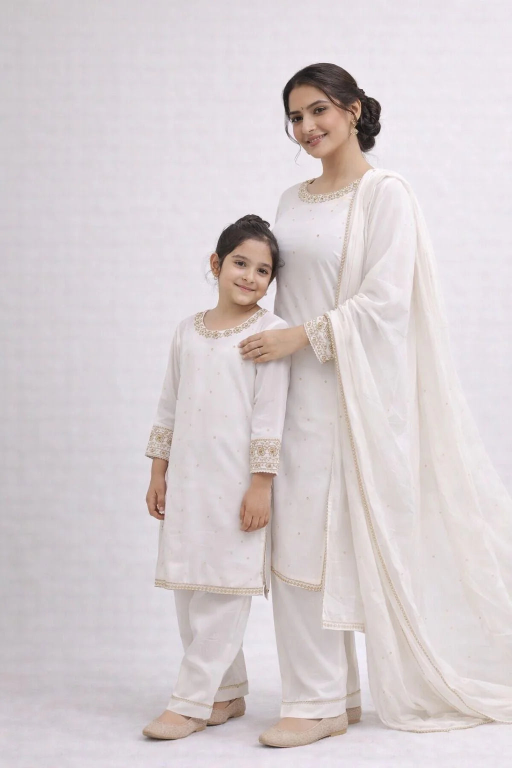 White Embroidered | Chiffon Mother & Daughter Ready | to Wear Collection