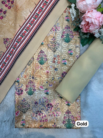 GOLD Winter | Embroidered Unstitched Alpine Suit