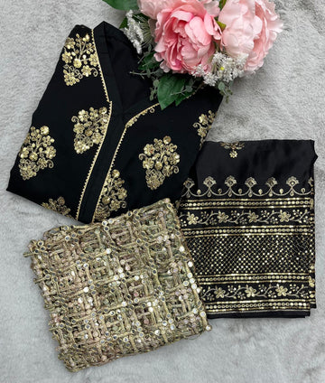 Black 3Pc Fancy | Embroidered Chiffon Collection | With Fancy Dupatta