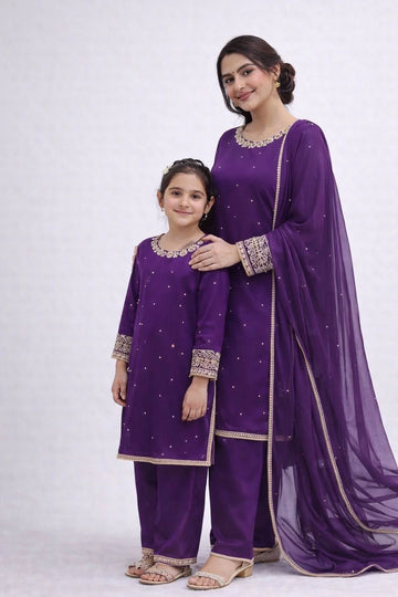 Purple Embroidered | Chiffon Mother & Daughter Ready | to Wear Collection