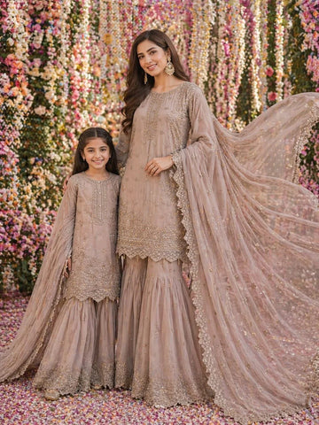 Beige Embroidered | Chiffon Mother & Daughter Ready | to Wear Collection