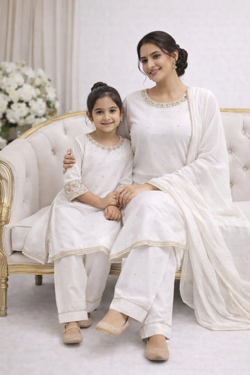 White Embroidered | Chiffon Mother & Daughter Ready | to Wear Collection