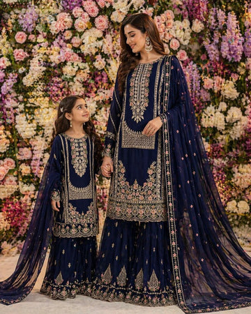 Blue Embroidered | Chiffon Mother & Daughter Ready | to Wear Collection