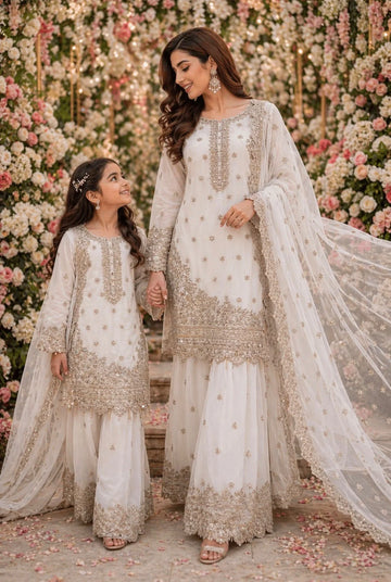 White Embroidered | Chiffon Mother & Daughter Ready | to Wear Collection