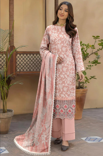 Unstitched 3Pc Chikankari Lawn Suit
